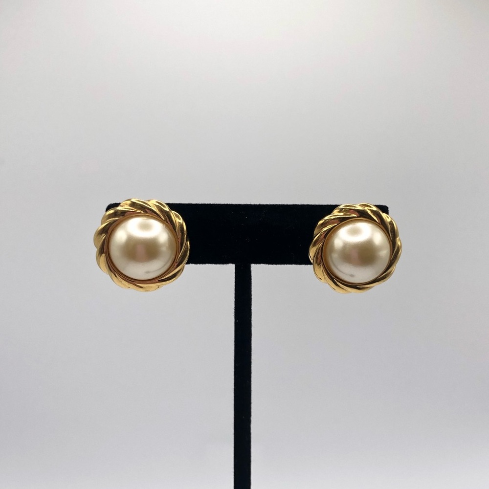 Vintage Kenneth Lane Faux Pearl Pierced Earrings